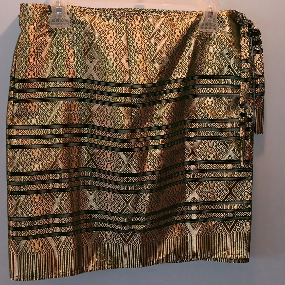 Papa gold green wrap skirt